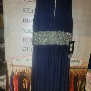 JS Boutique Navy Dress with Silver Embellishments